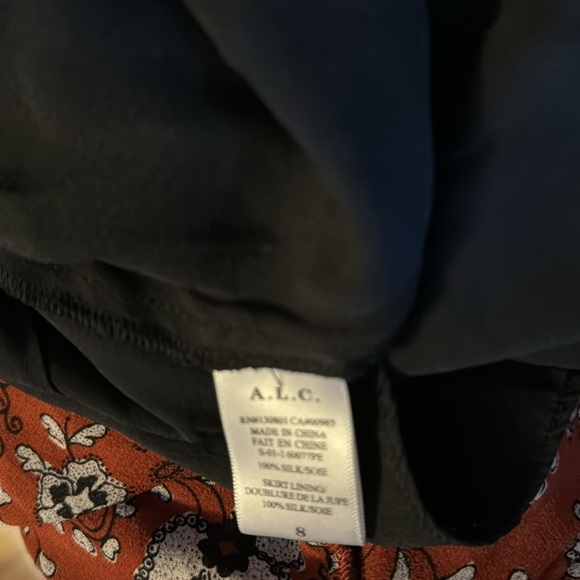 Randi Long-Sleeve Floral Silk Women's Shirtdress, Henna/Black/White Size: 8 - Picture 8 of 8